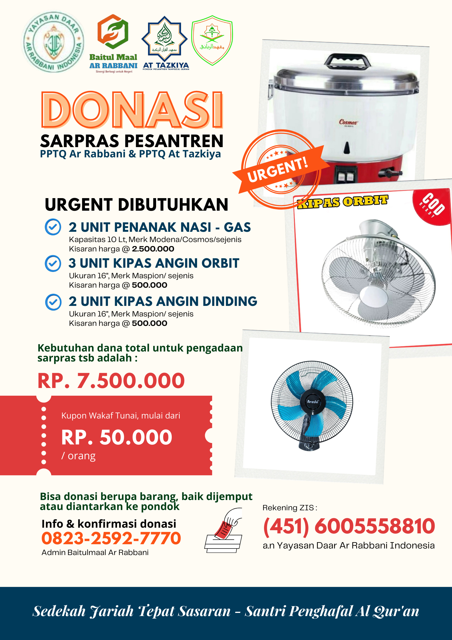 Donasi Pengadaan Sarpras Pesantren